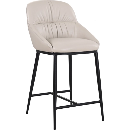 Sora Counter Stool in Wheat Neutral Leather & Black Metal